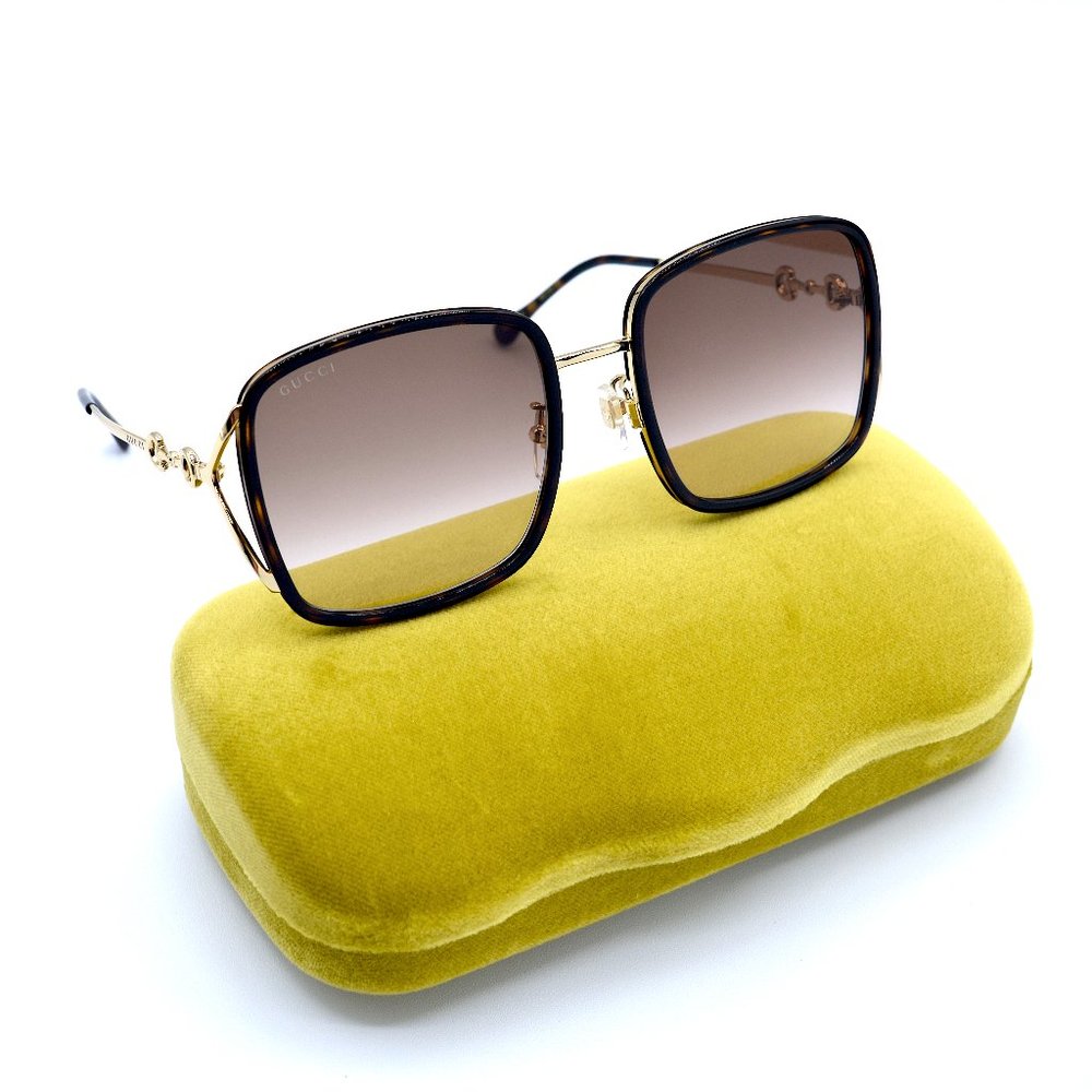 NEW GUCCI GG1016SK 003 HAVANA GOLD BROWN GRADIENT AUTHENTIC SUNGLASSES - Picture 3 of 13